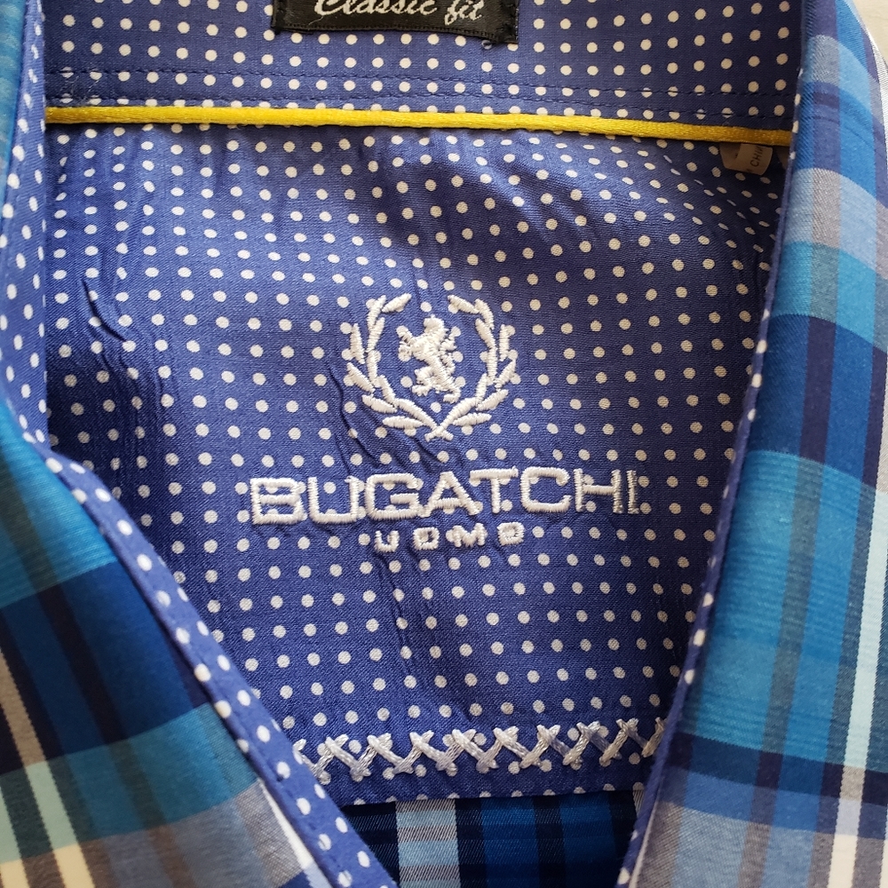 Men's Plaid Bugatchi Short Sleeve Shirt